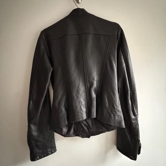 Black Leather Massimo Moto Jacket - Picture 2 of 5